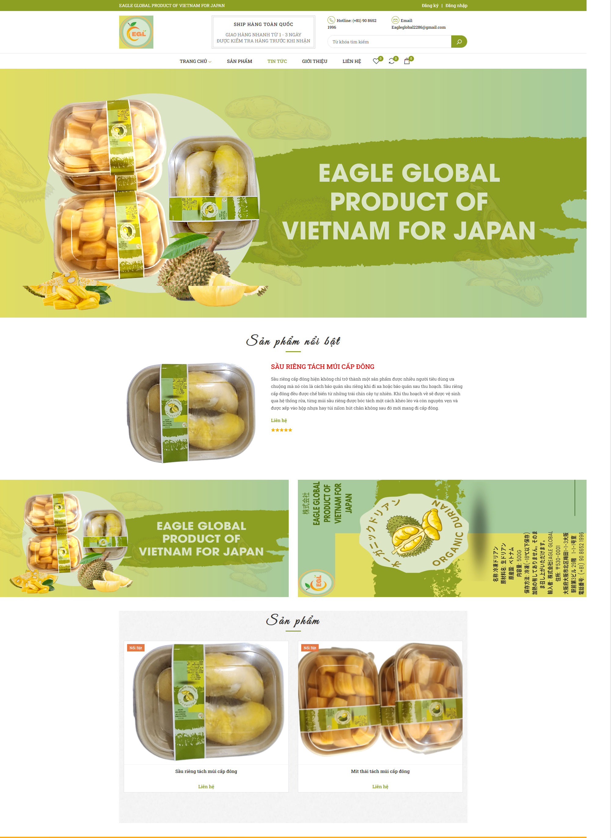 Mẫu giao diện website Thực phẩm